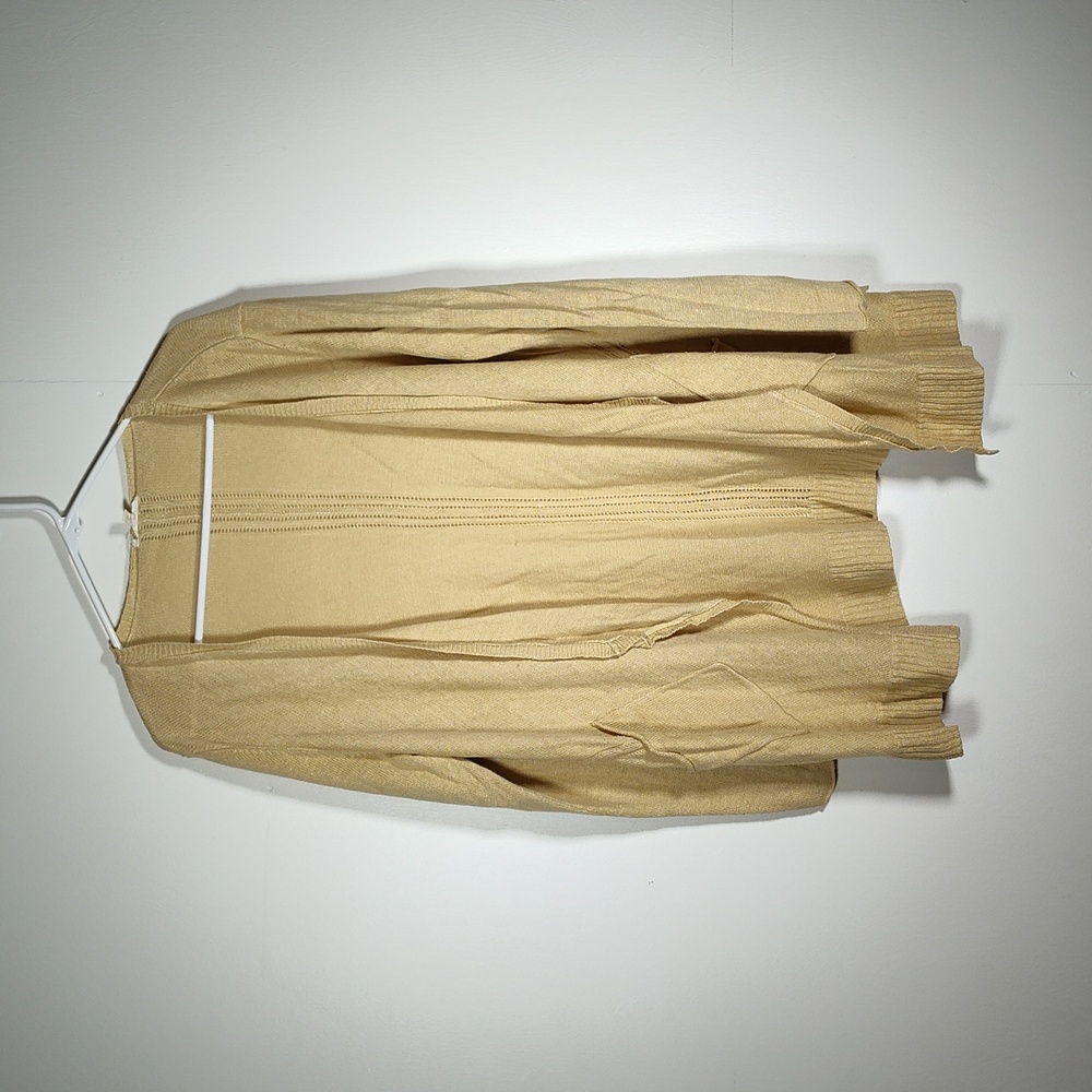 Eileen Fisher 100% linen knit open front cardigan in chartreuse L
